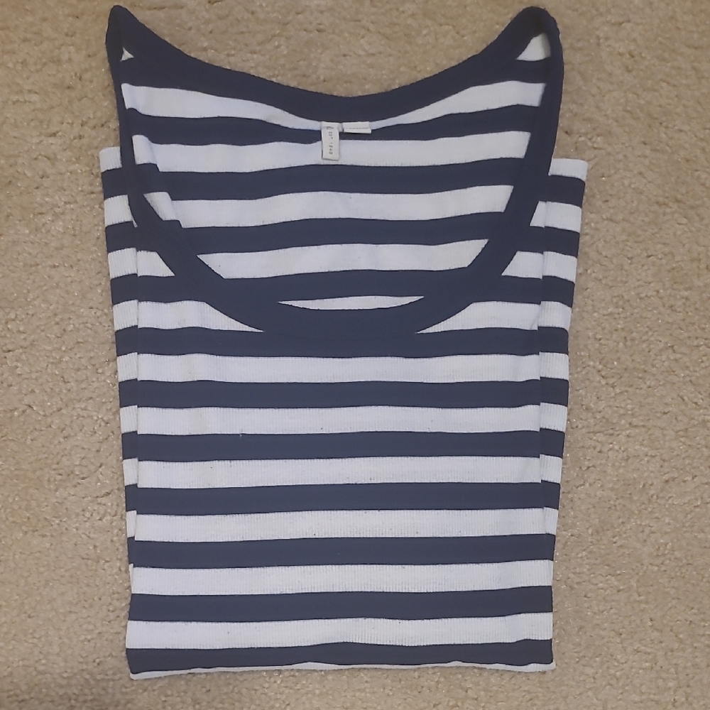 Cato Navy and White Striped Tank Top